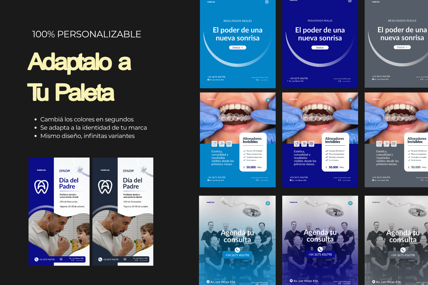 Pack Odontológico +70 Plantillas Editables en Canva